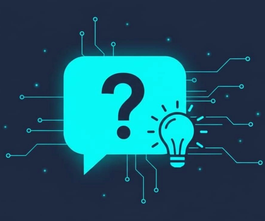 Fragezeichen-Illustration auf heller Karte